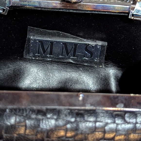 MMS Rhinestone Crystal Black Evening Bag Clutch 6" Retro Timeless - Picture 10 of 11